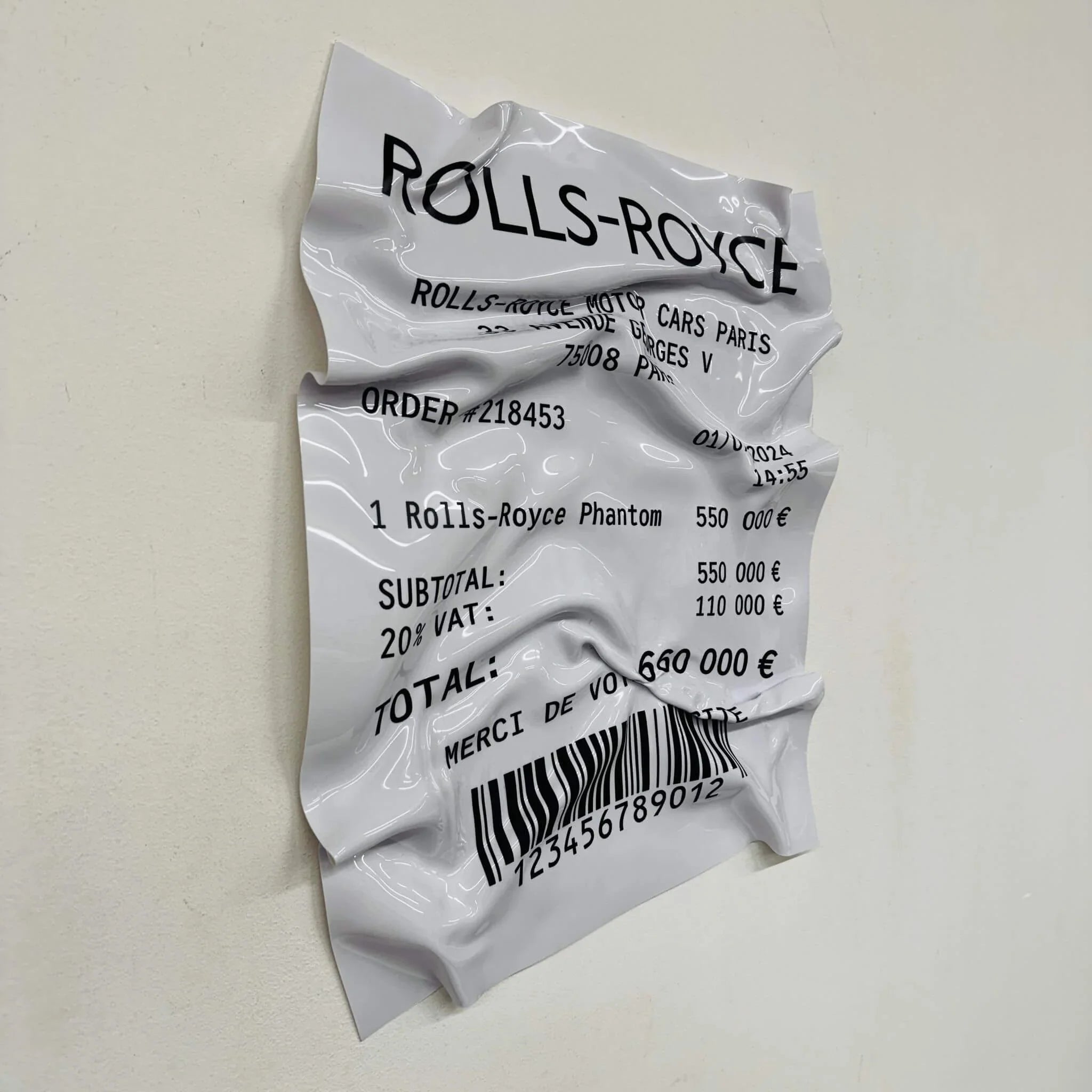 Tableau froissé – Ticket "Rolls-Royce Phantom"