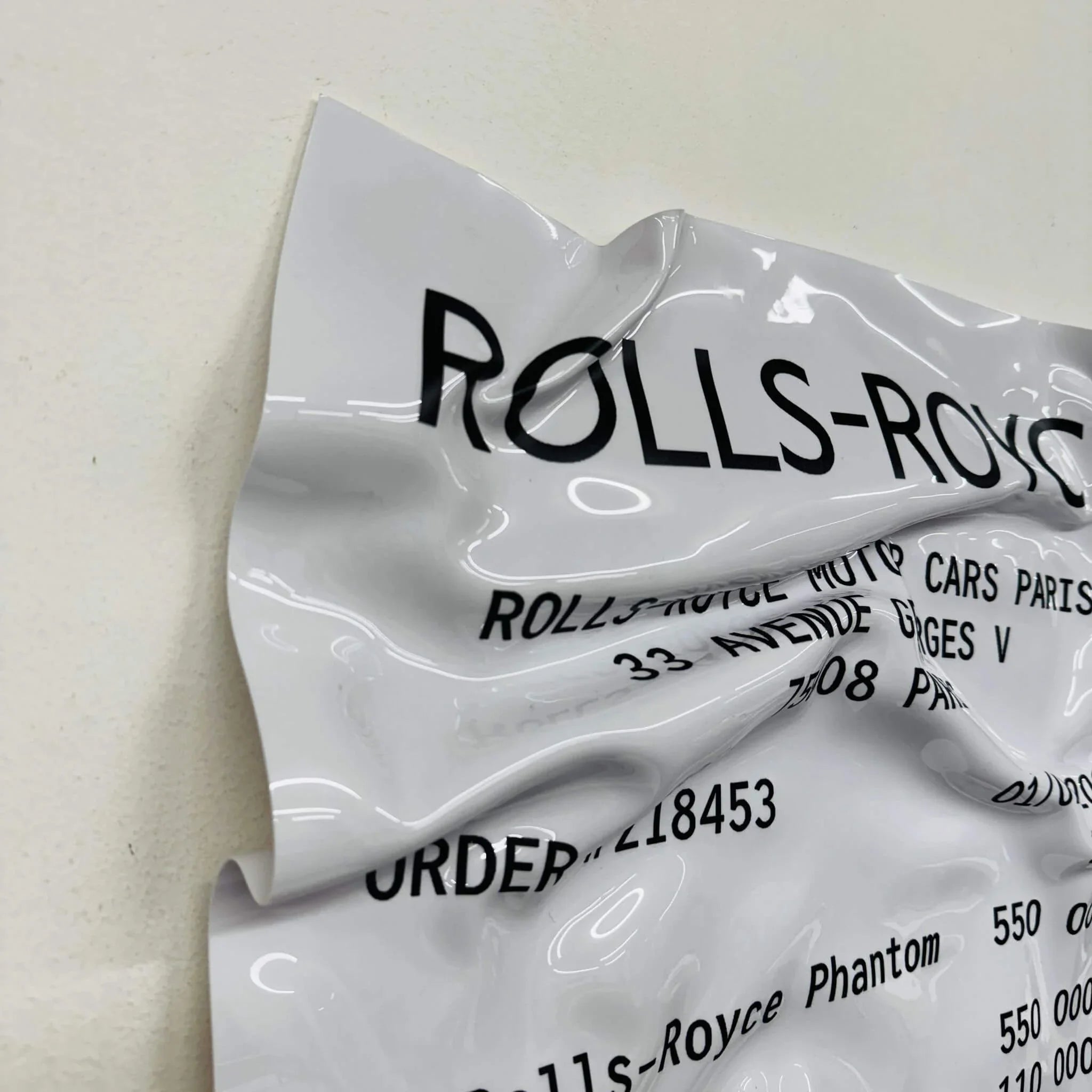 Tableau froissé – Ticket "Rolls-Royce Phantom"