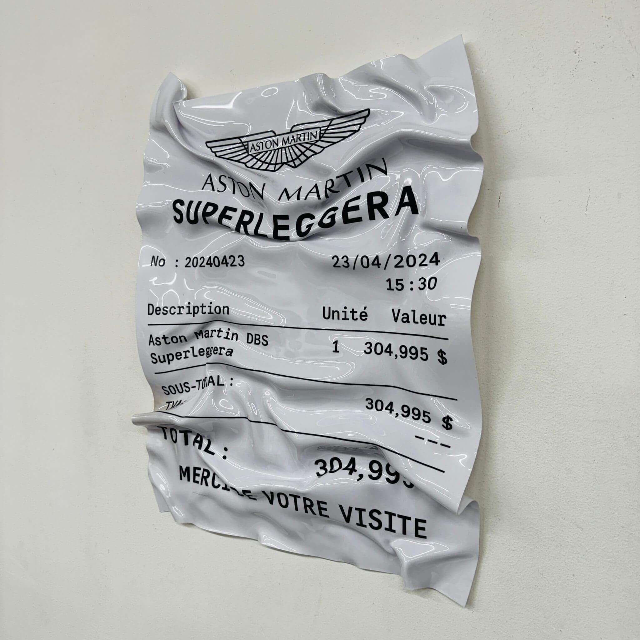 Tableau froissé – Ticket Aston Martin Superleggera