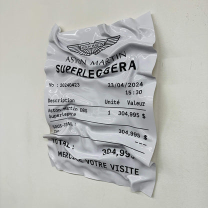 Tableau froissé – Ticket Aston Martin Superleggera