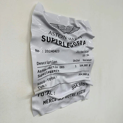 Tableau froissé – Ticket Aston Martin Superleggera