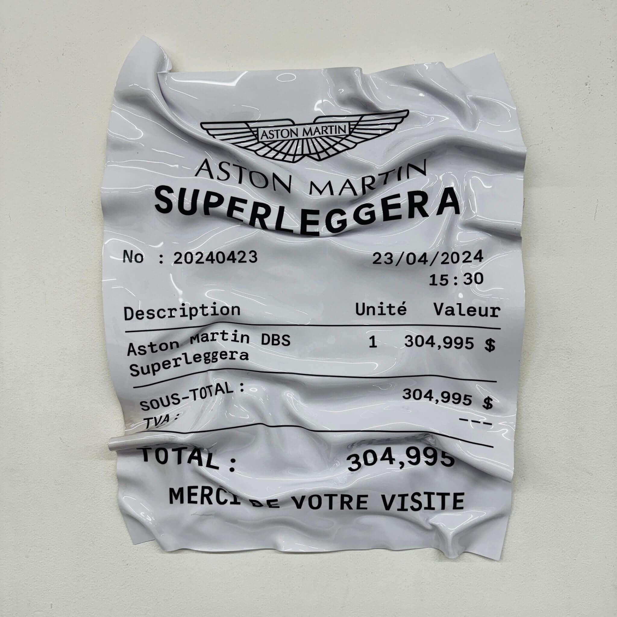 Tableau froissé – Ticket Aston Martin Superleggera