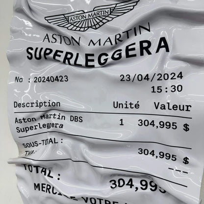 Tableau froissé – Ticket Aston Martin Superleggera