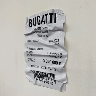 Tableau Déco Ticket Bugatti Chiron - Tableau froissé