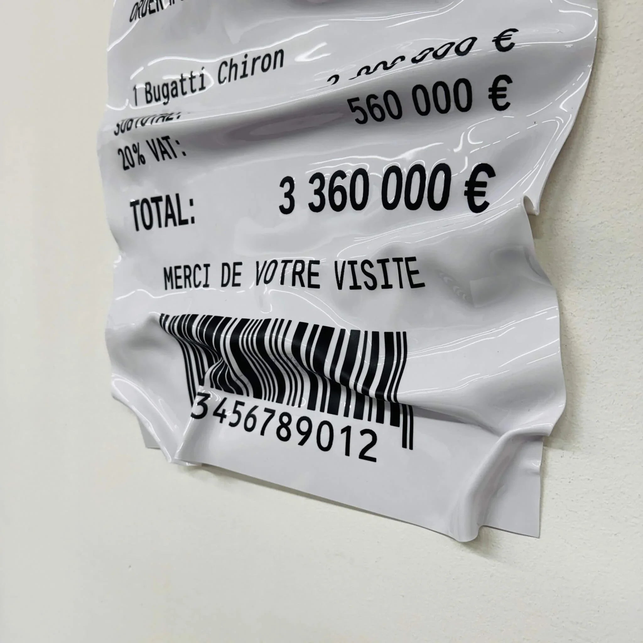 Tableau froissé – Ticket Bugatti Chiron