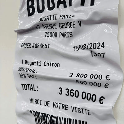 Tableau Déco Ticket Bugatti Chiron - Tableau froissé