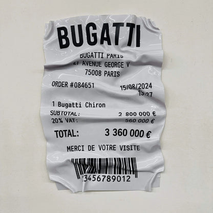 Tableau froissé – Ticket Bugatti Chiron