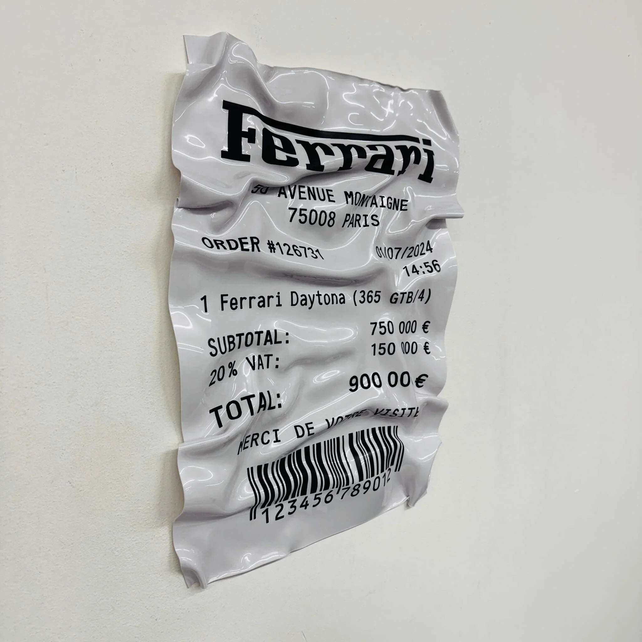 Tableau Déco Ticket Ferrari Daytona 365 GTB - Tableau froissé