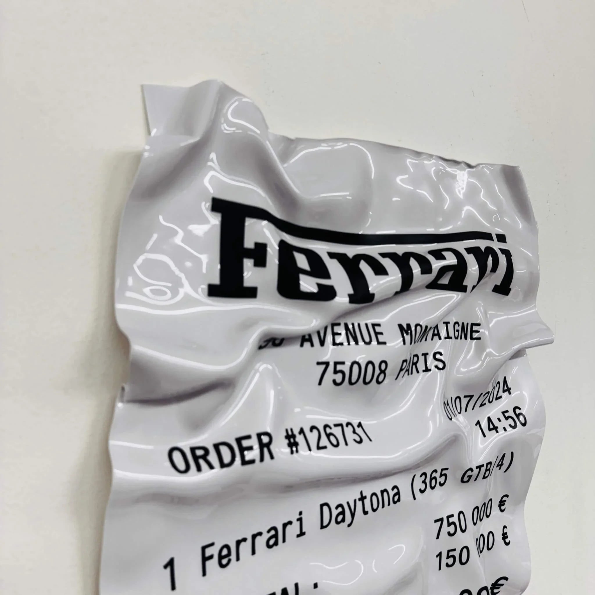 Tableau Déco Ticket Ferrari Daytona 365 GTB - Tableau froissé