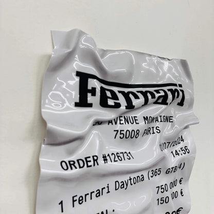 Tableau Déco Ticket Ferrari Daytona 365 GTB - Tableau froissé