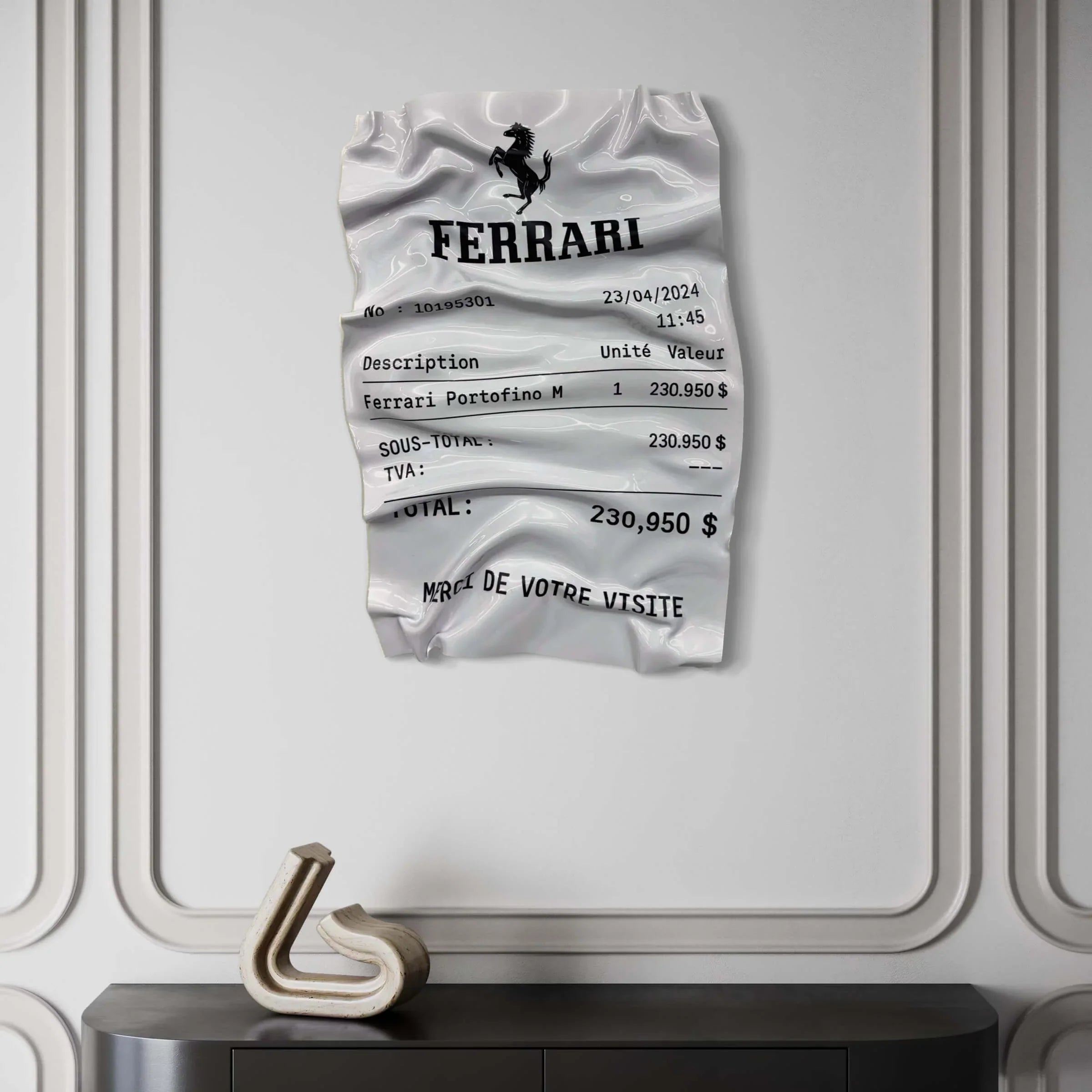 Tableau froissé – Ticket Ferrari Portofino M