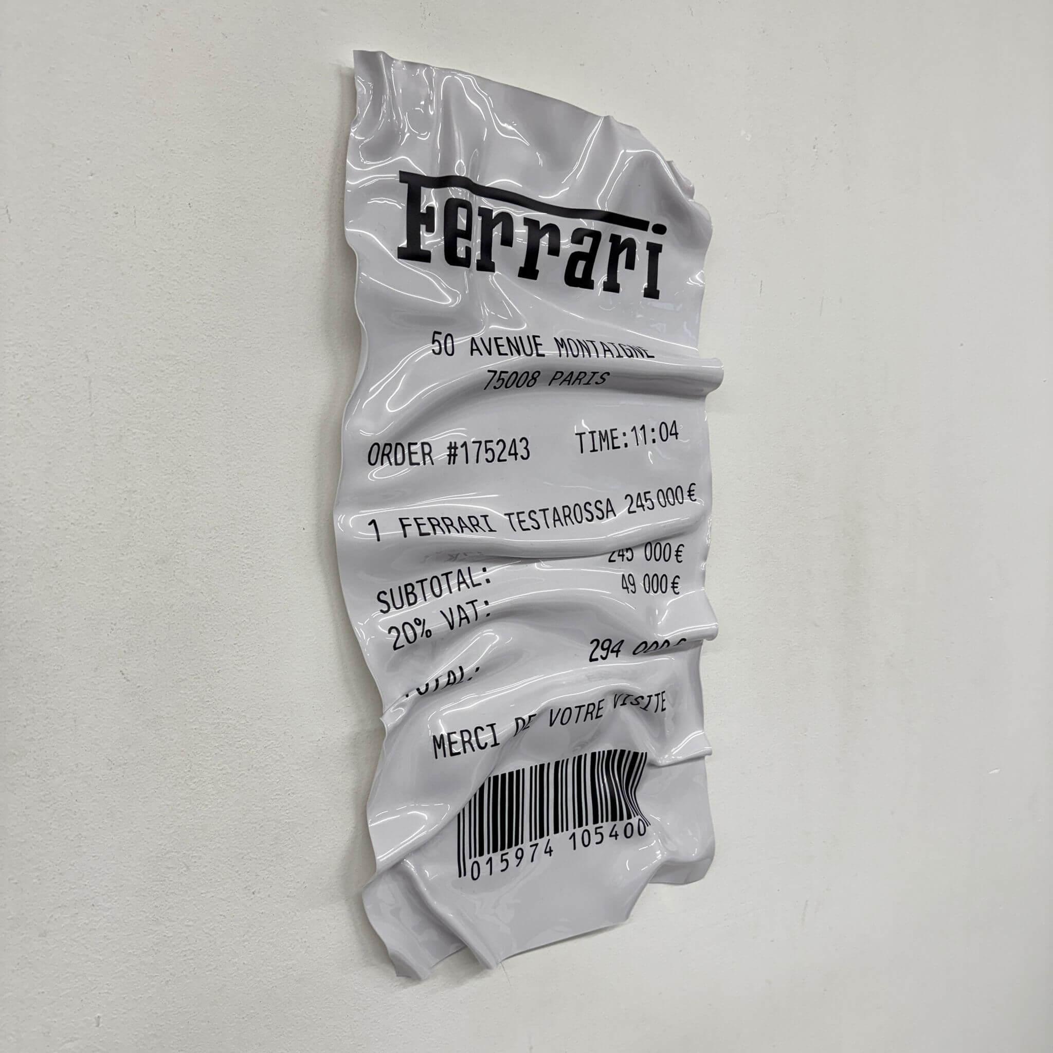 Tableau froissé – Ticket Ferrari Testarossa-