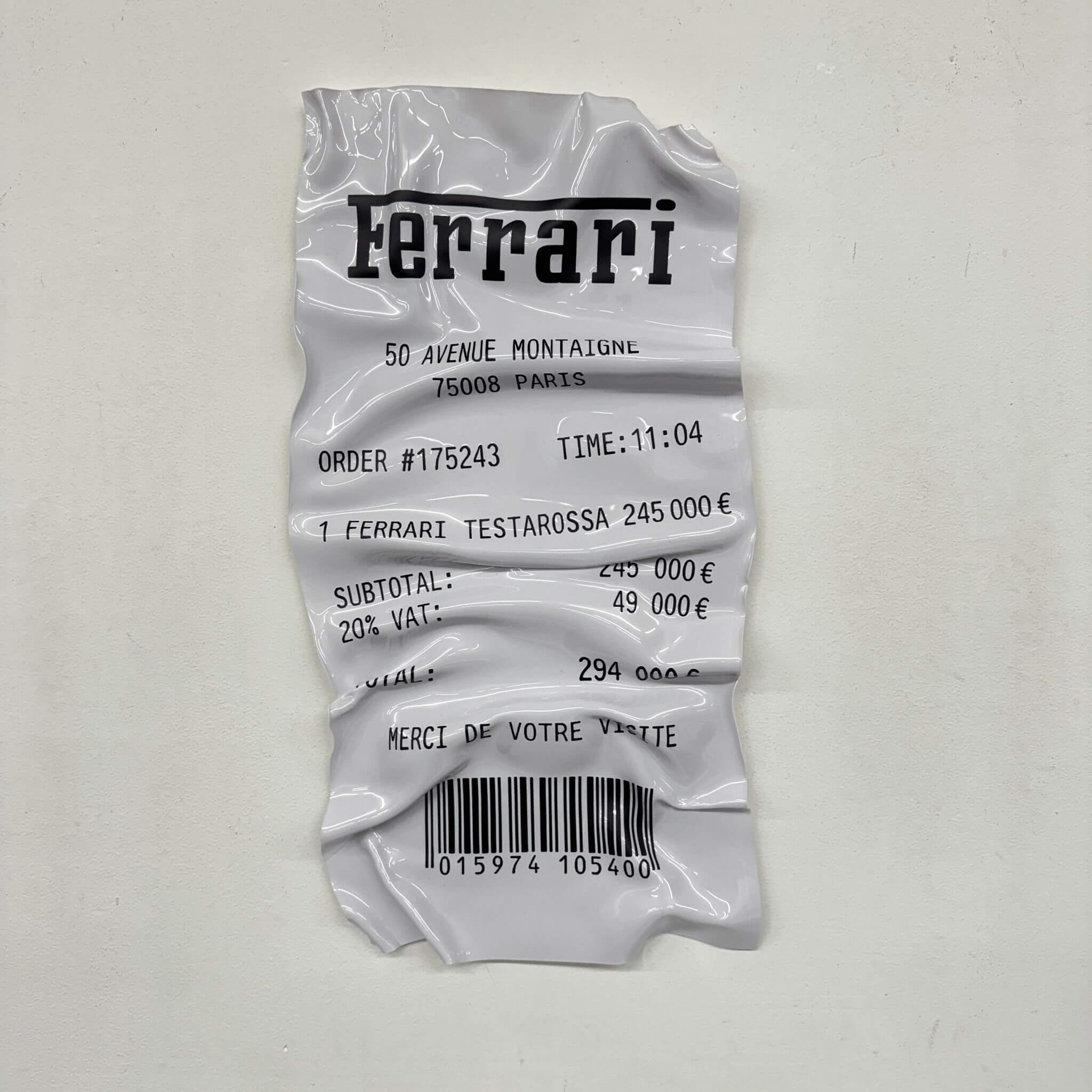 Tableau froissé – Ticket Ferrari Testarossa-