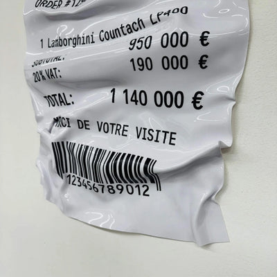 Tableau Déco Ticket "Lamborghini Countach LP400" - Biglietto stropicciato