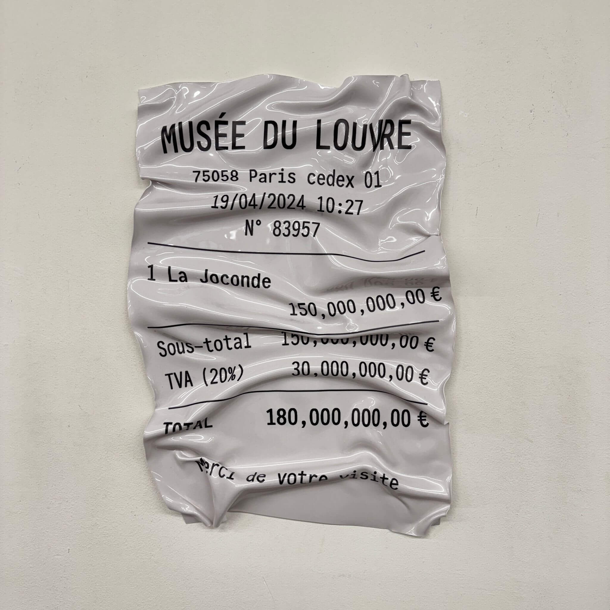 Tableau froissé – Ticket Musée du Louvre La Joconde