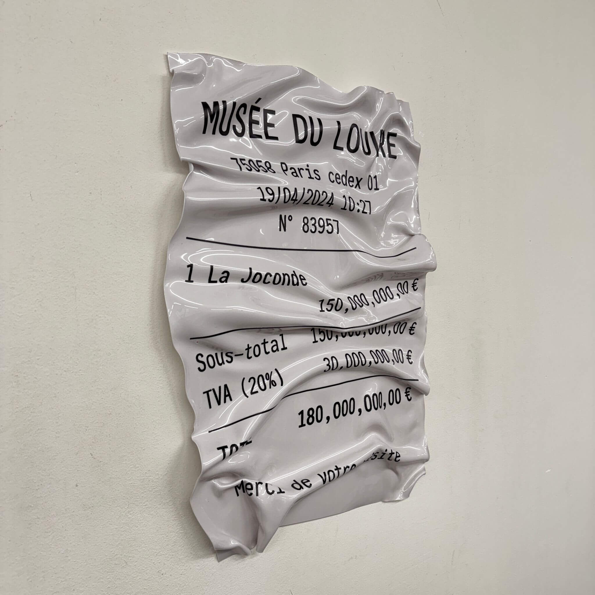 Tableau froissé – Ticket Musée du Louvre La Joconde