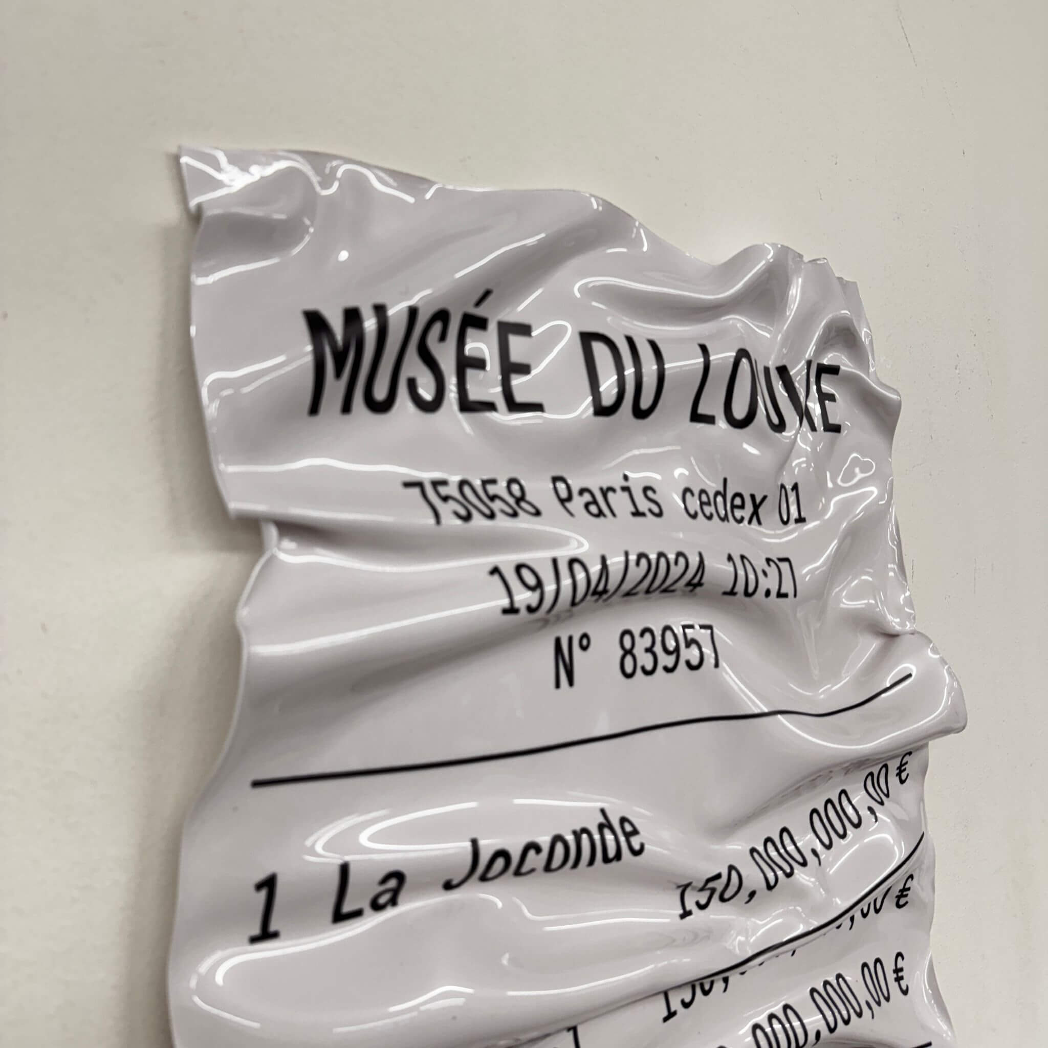 Tableau froissé – Ticket Musée du Louvre La Joconde