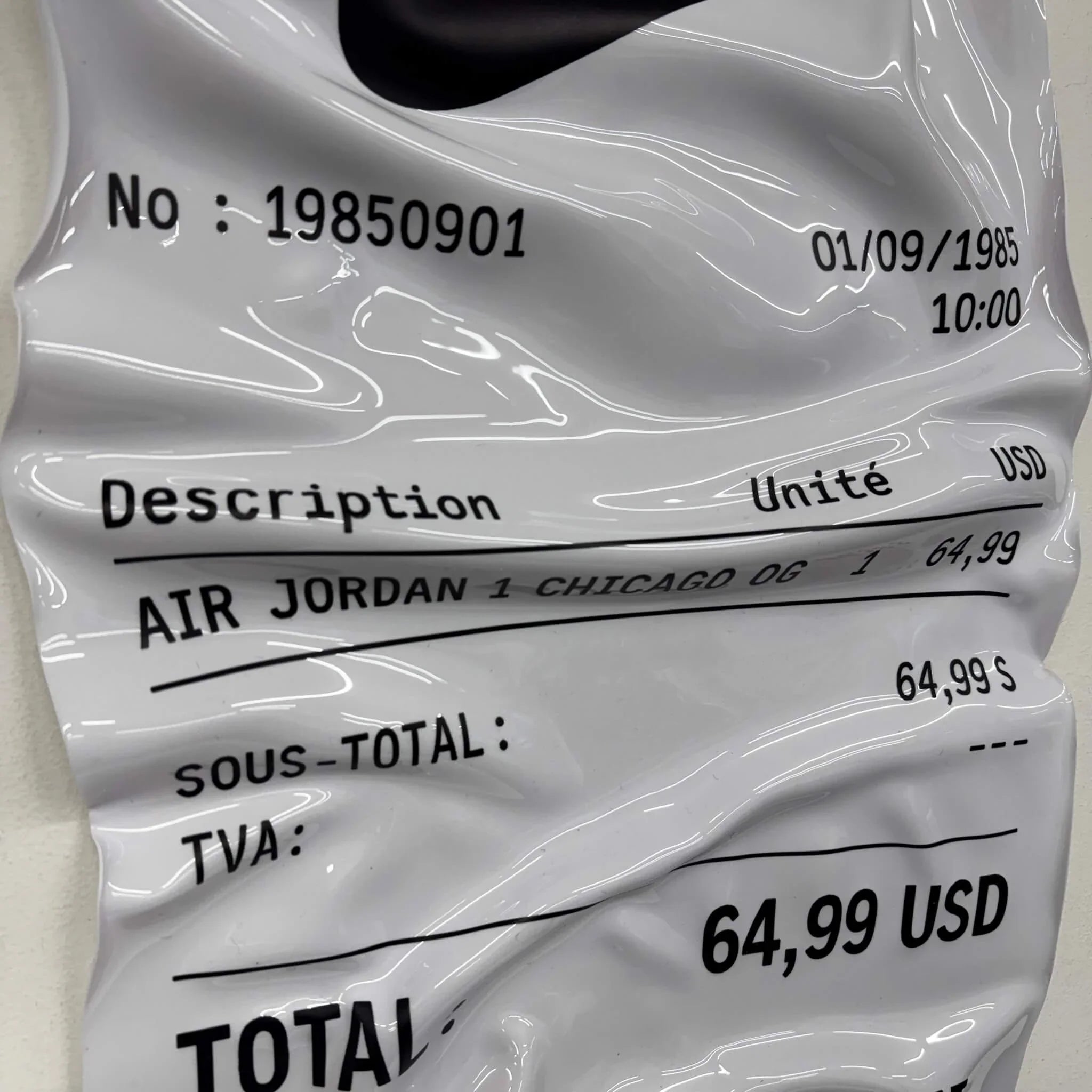 Tableau froissé – Ticket Nike Air Jordan 1 Chicago
