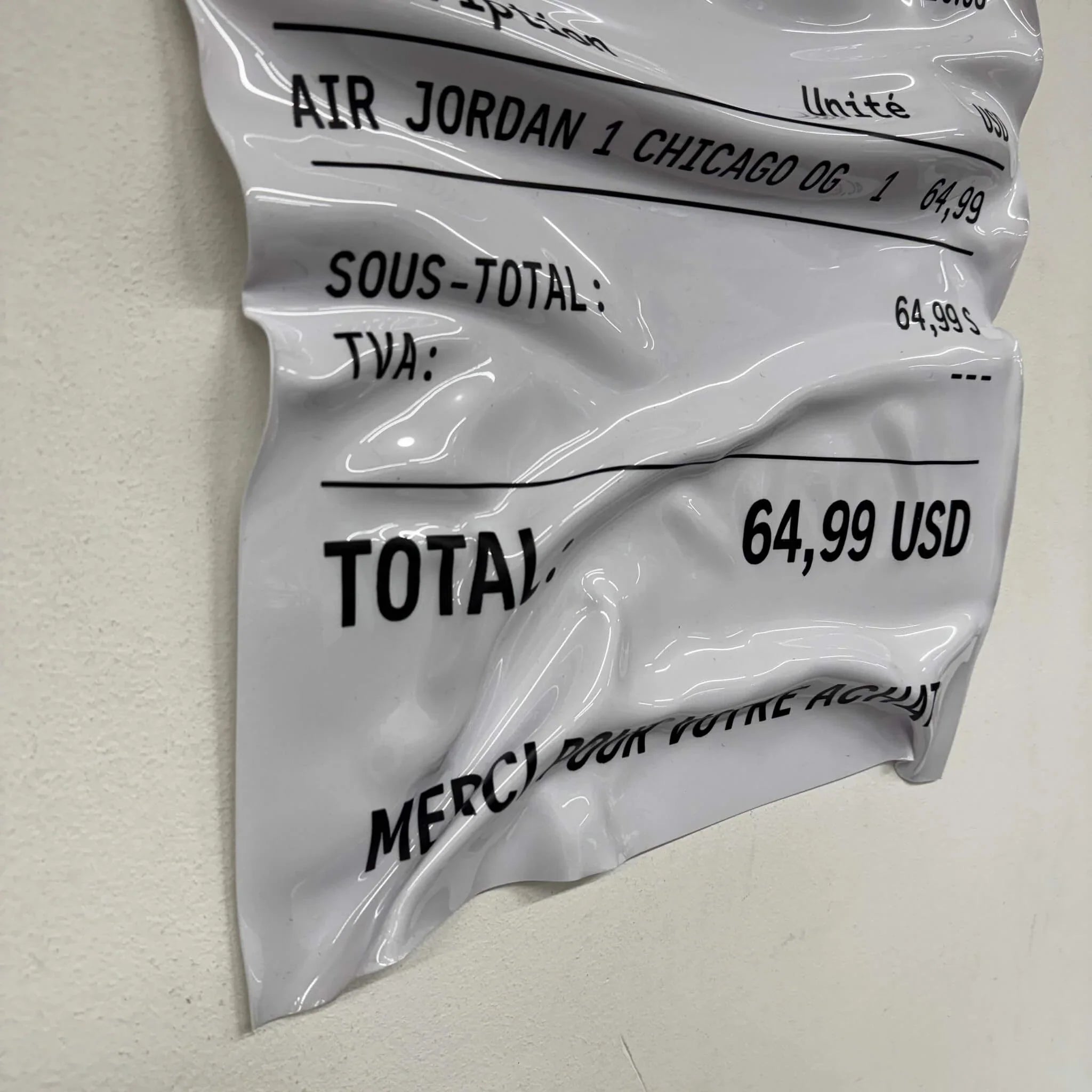 Tableau froissé – Ticket Nike Air Jordan 1 Chicago