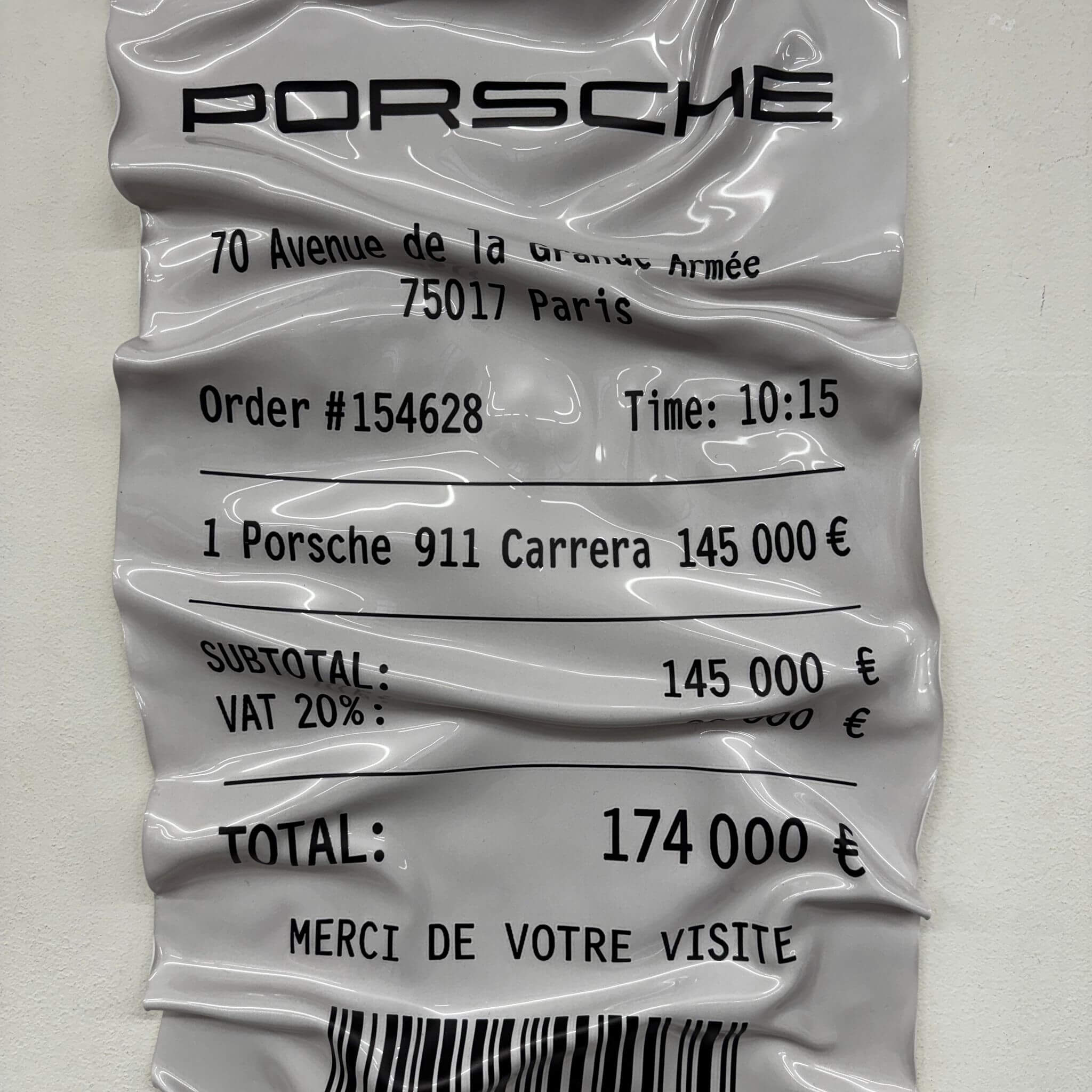 Tableau froissé – Ticket Porsche 911 Carrera