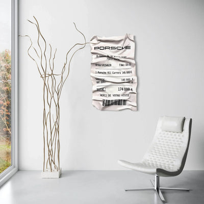 Tableau Déco Ticket Porsche 911 Carrera - Tableau froissé