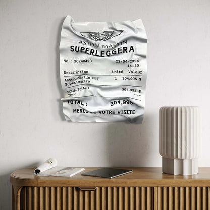 Tableau froissé – Ticket Aston Martin Superleggera