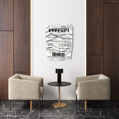 Tableau Déco Ticket Ferrari 250 GTO - Tableau froissé