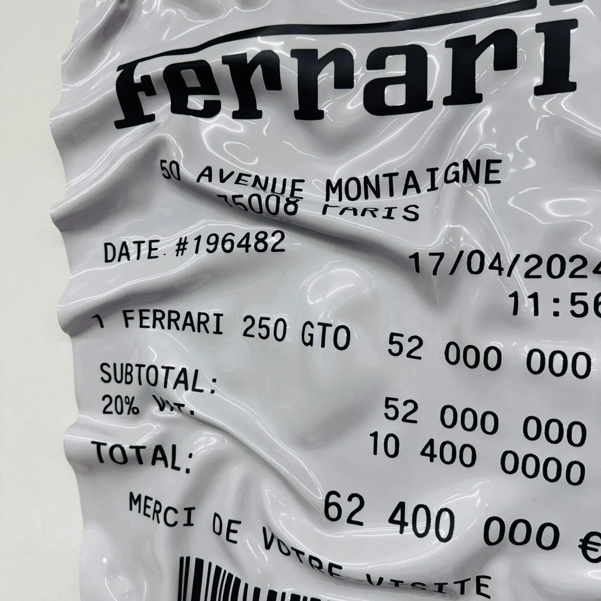 Tableau Déco Ticket Ferrari 250 GTO - Tableau froissé