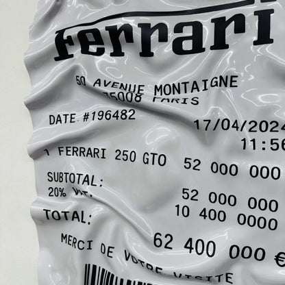 Tableau Déco Ticket Ferrari 250 GTO - Tableau froissé