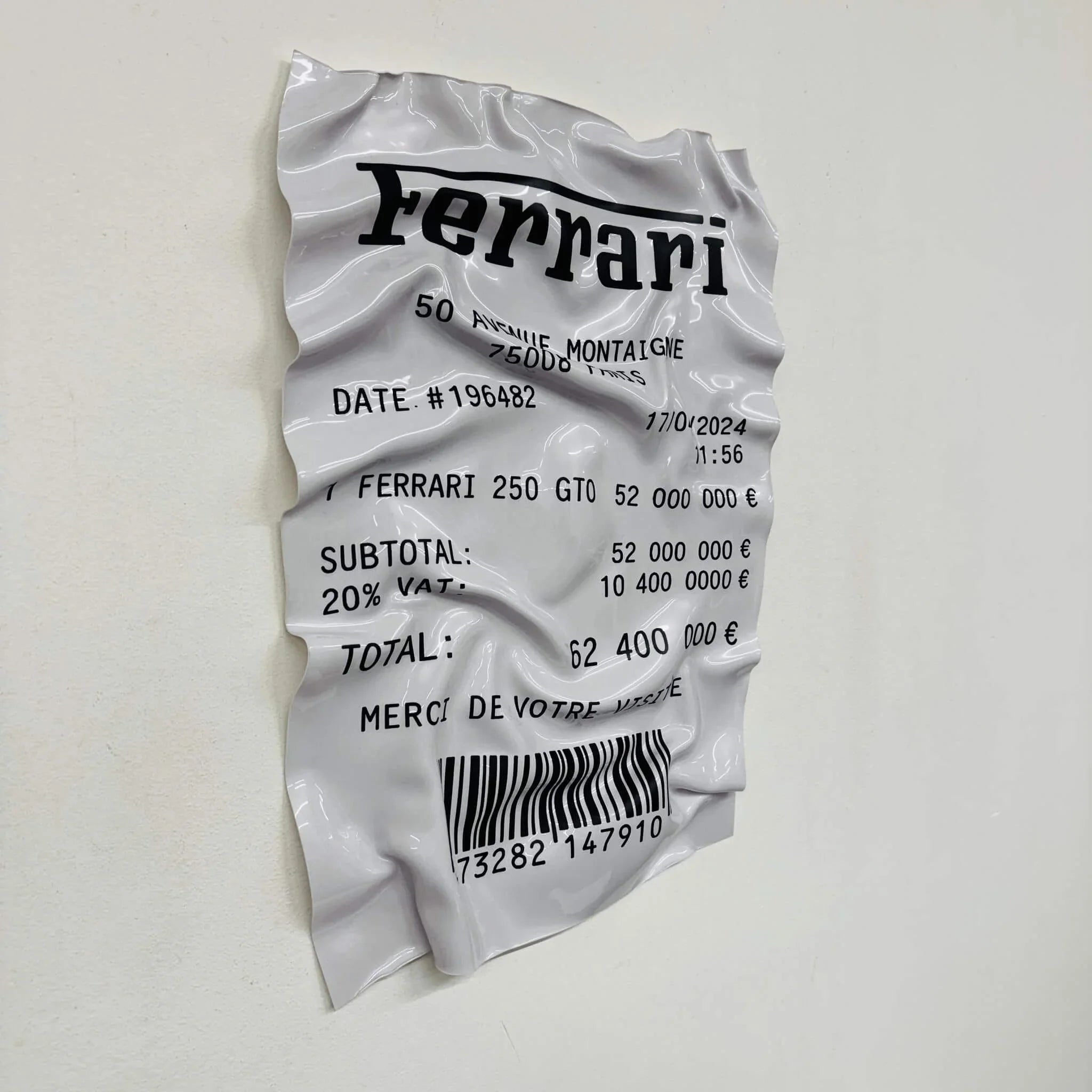 Tableau Déco Ticket Ferrari 250 GTO - Tableau froissé