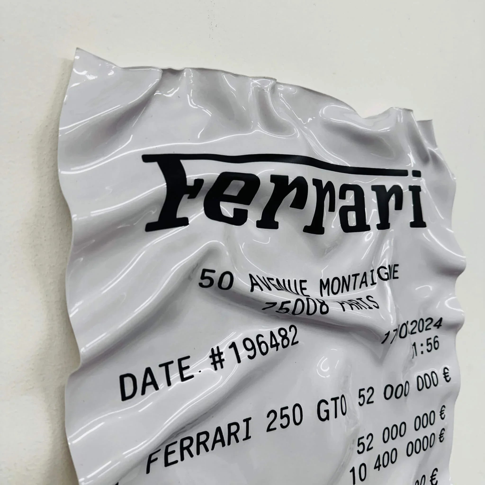 Tableau Déco Ticket Ferrari 250 GTO - Tableau froissé