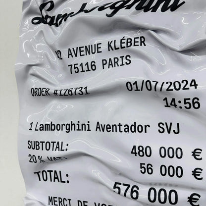 Tableau froissé – Ticket Lamborghini Aventador SVJ
