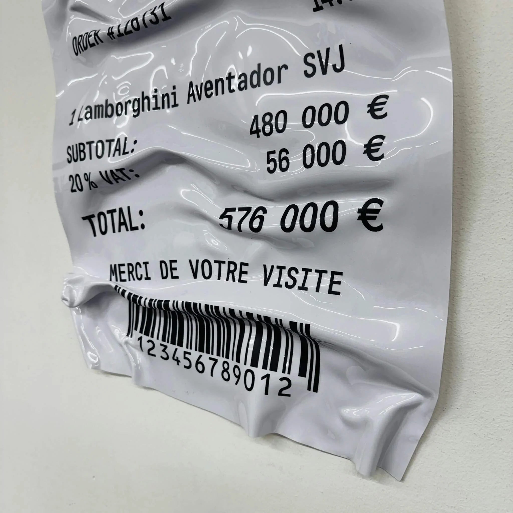 Tableau froissé – Ticket Lamborghini Aventador SVJ