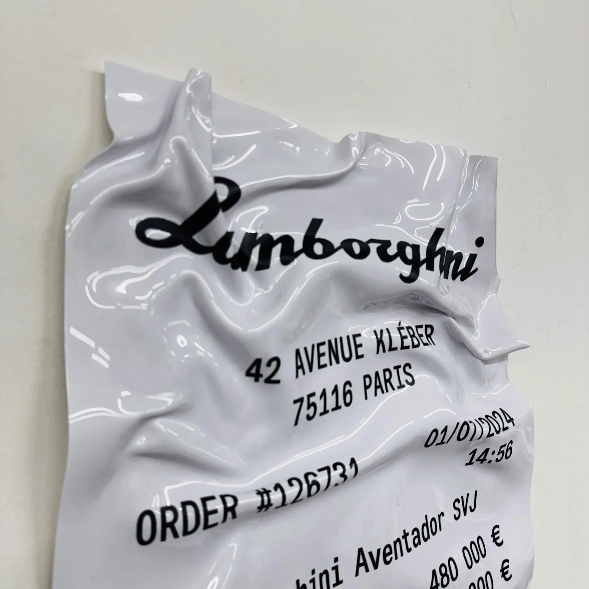 Tableau froissé – Ticket Lamborghini Aventador SVJ