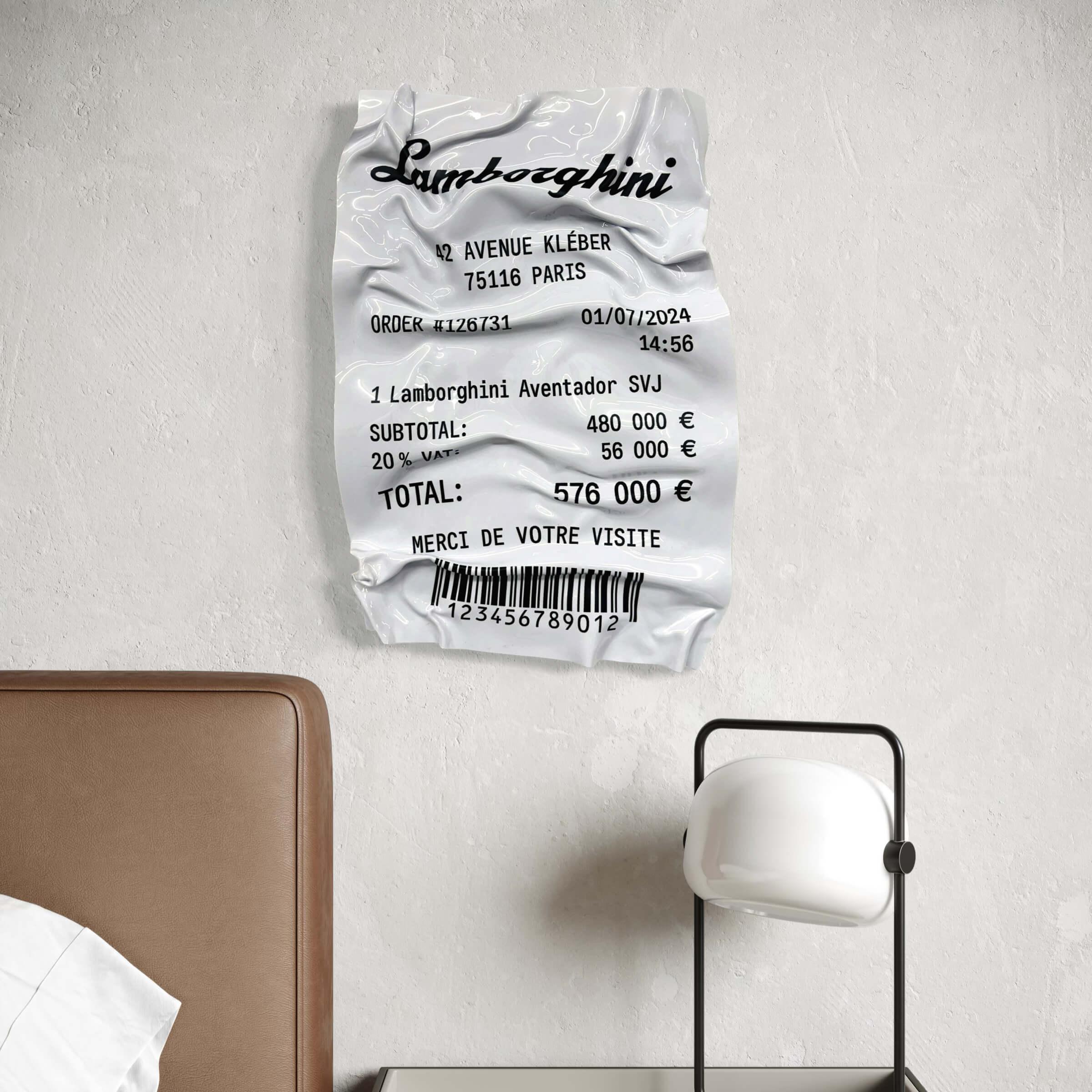 Tableau froissé – Ticket Lamborghini Aventador SVJ