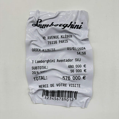 Tableau froissé – Ticket Lamborghini Aventador SVJ