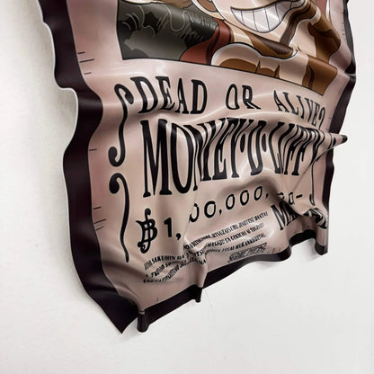 Tableau froissé – Affiche One Piece "Wanted Monkey D. Luffy"