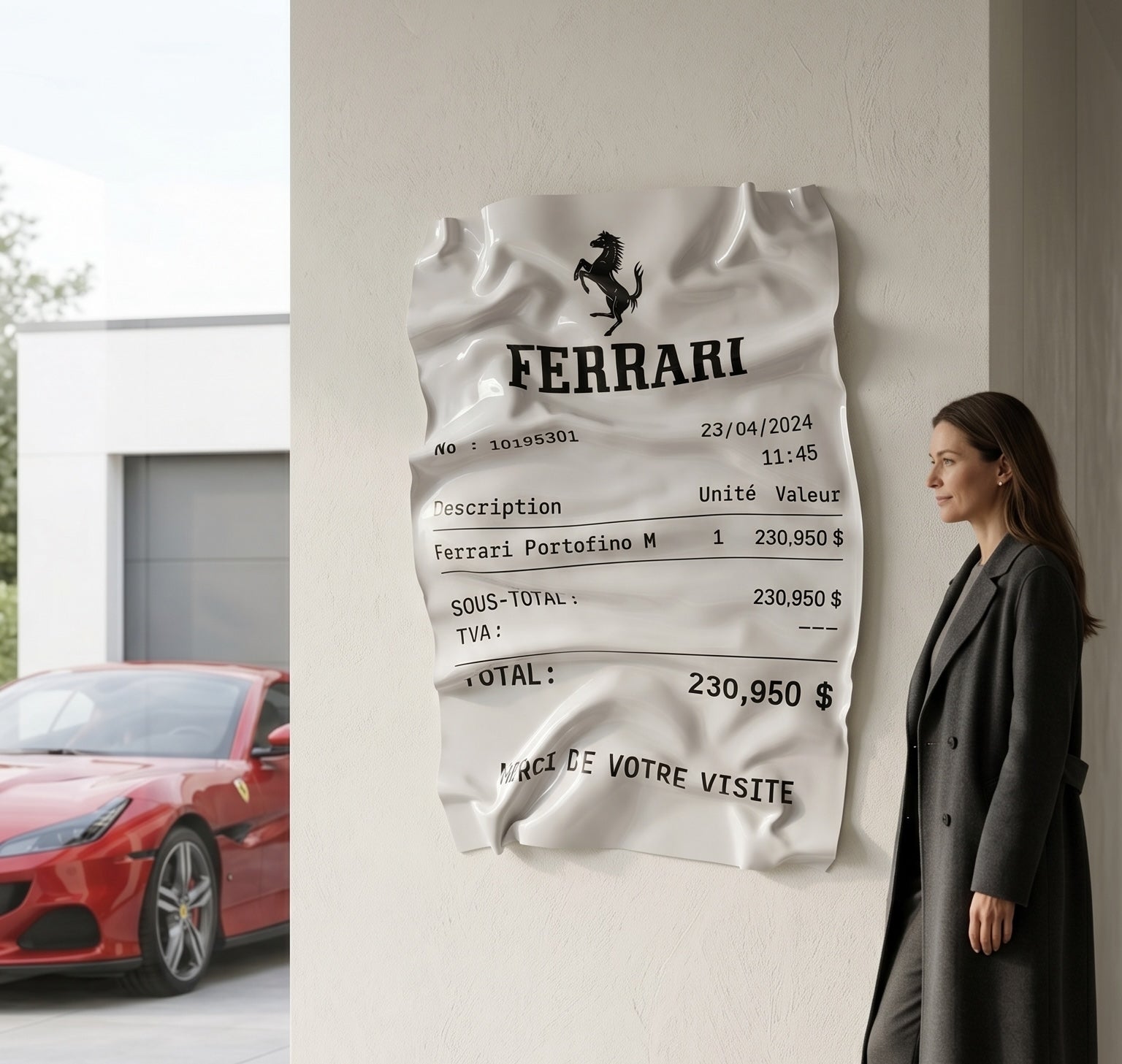 Tableau Ferrari Portofino accroché chez un collectionneur