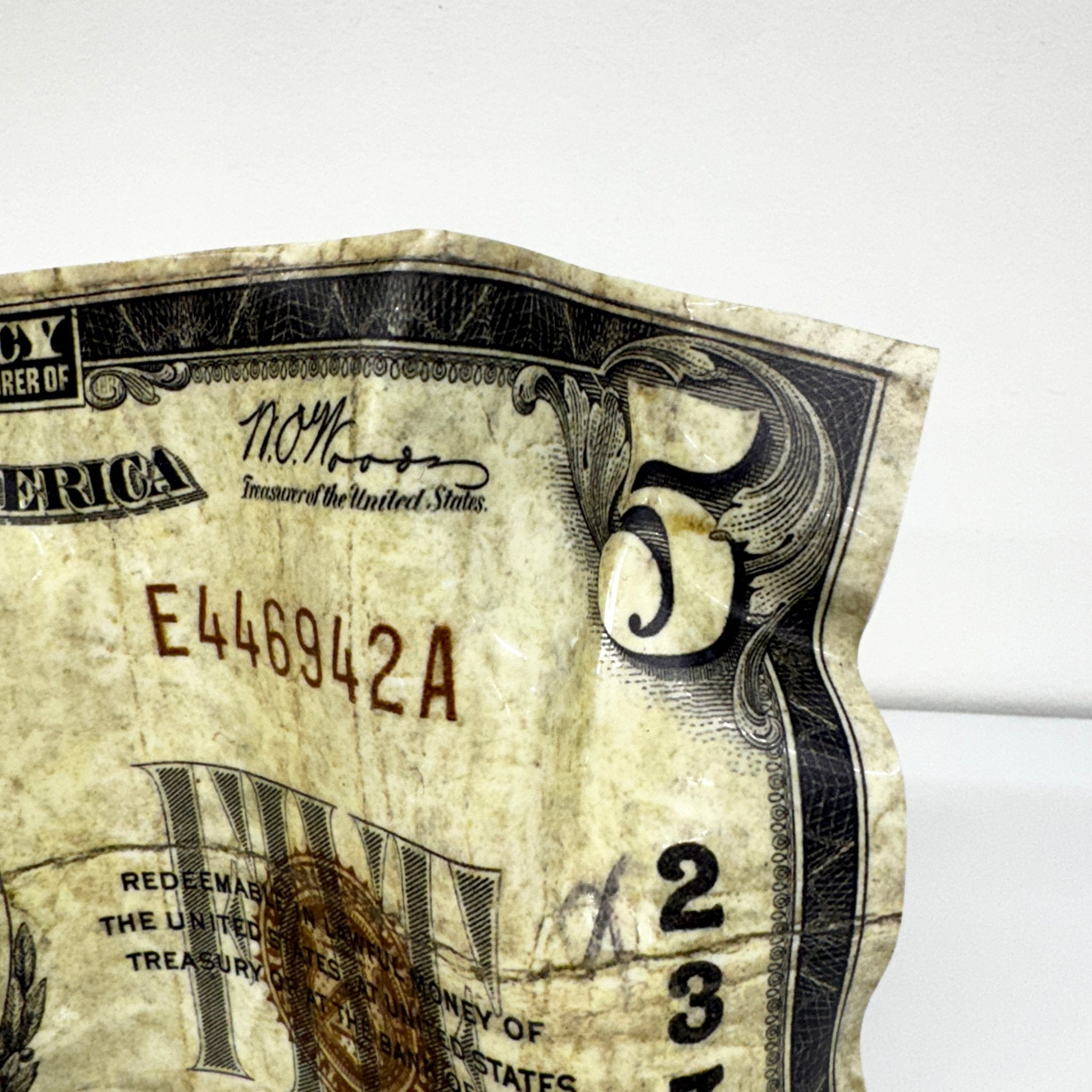 Sculpture froissé - 5$ Dollars 1929 - Luxartis