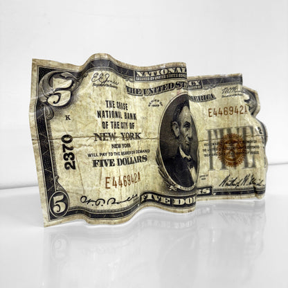 Sculpture froissé - 5$ Dollars 1929 - Luxartis