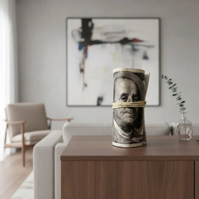 Sculpture froissé - Rouleau de Dollar "Franklin" - Luxartis