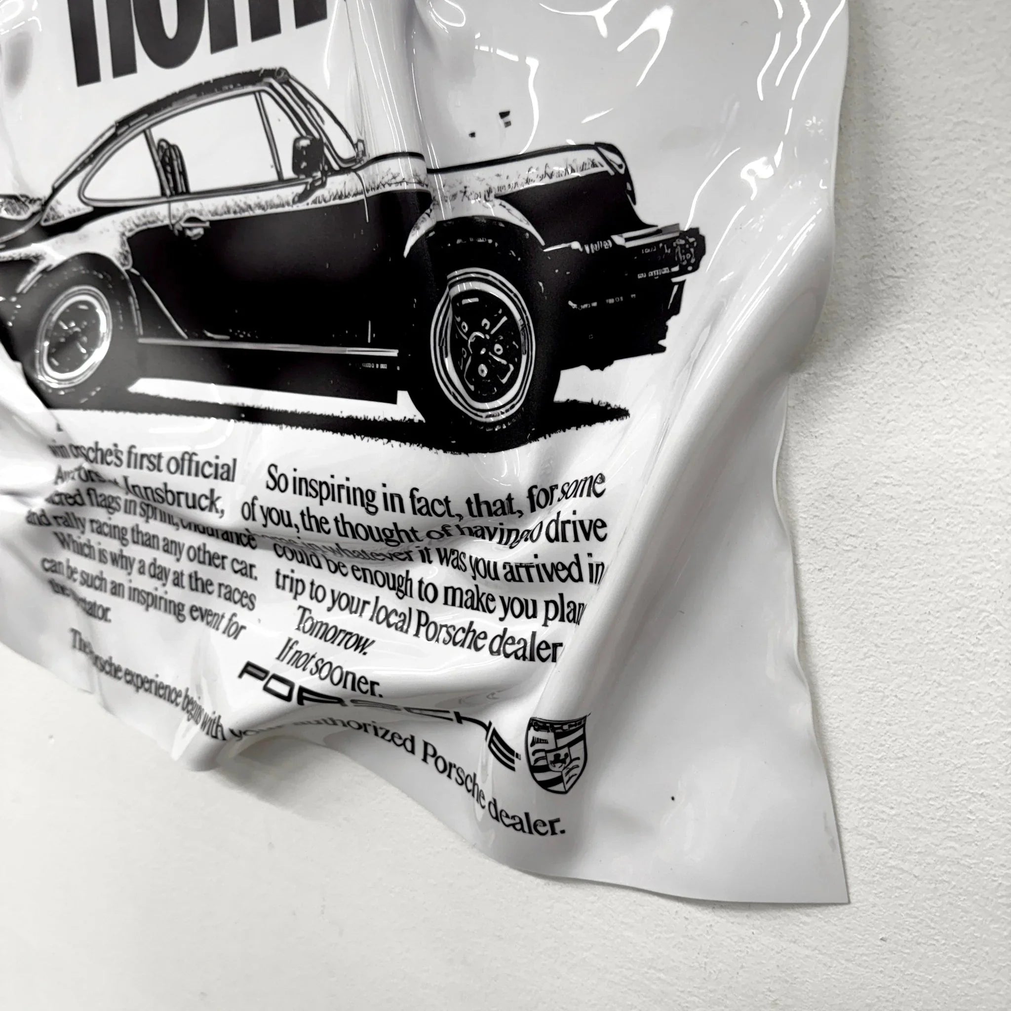 Tableau froissé - Affiche Porsche Vintage "How to beat the traffic home" - Luxartis