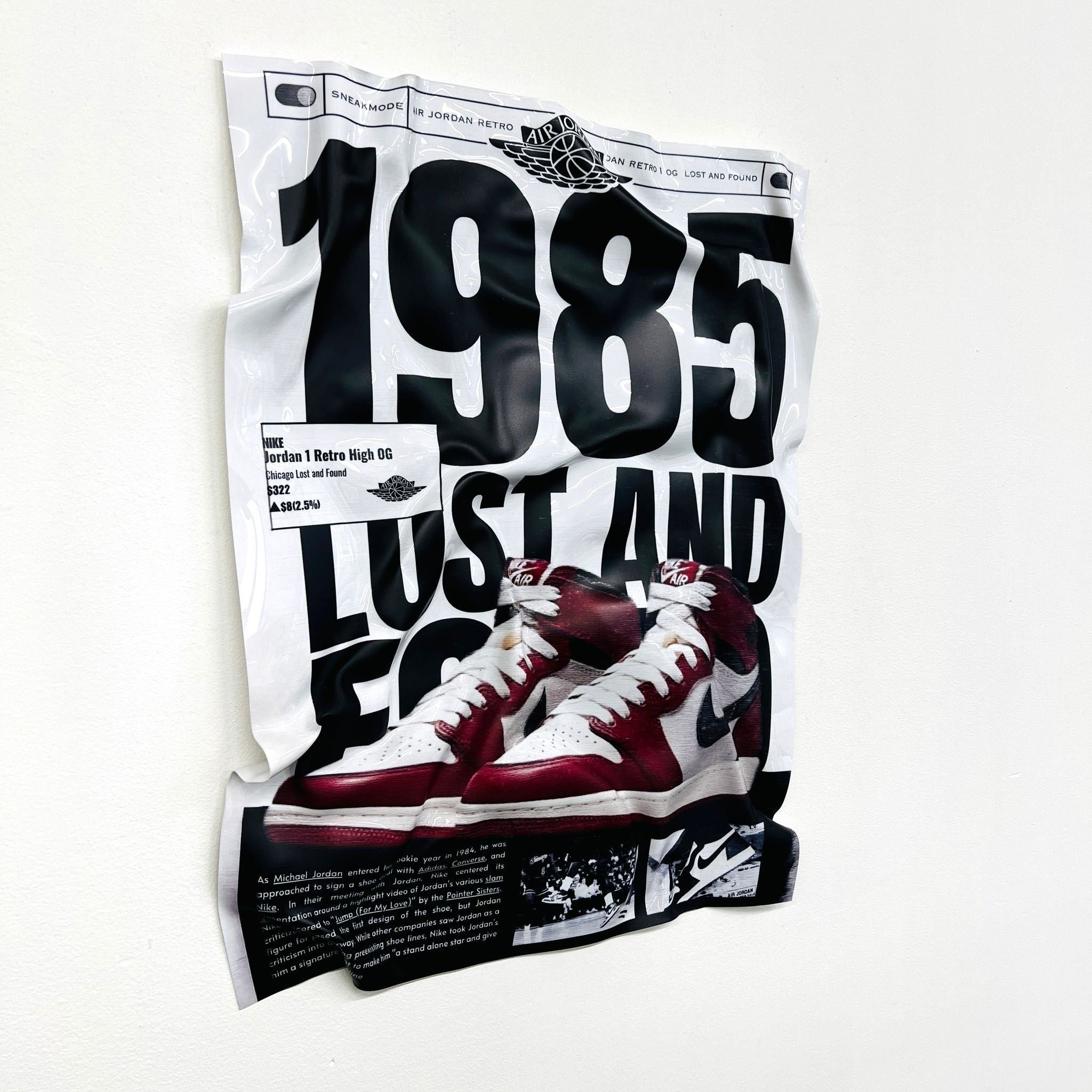 Tableau froissé - Air Jordan 1985 - Luxartis