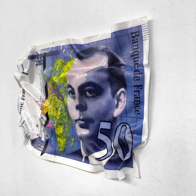 Tableau froissé - Billet 50 Francs "Saint - Exupéry & Le Petit Prince" - Luxartis