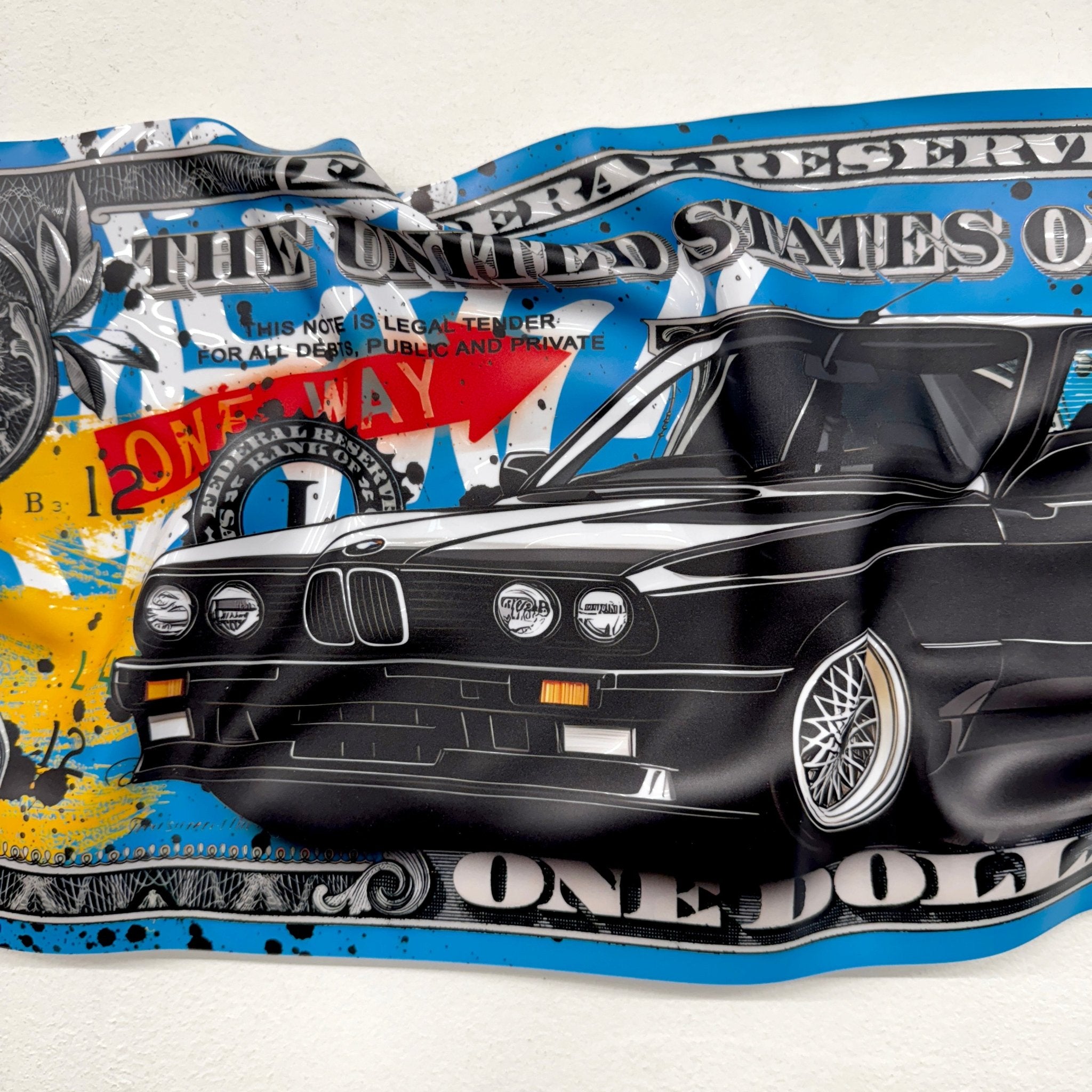 Tableau froissé - Billet de 1 Dollars BMW - Luxartis
