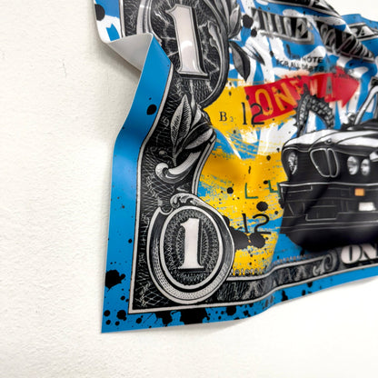 Tableau froissé - Billet de 1 Dollars BMW - Luxartis