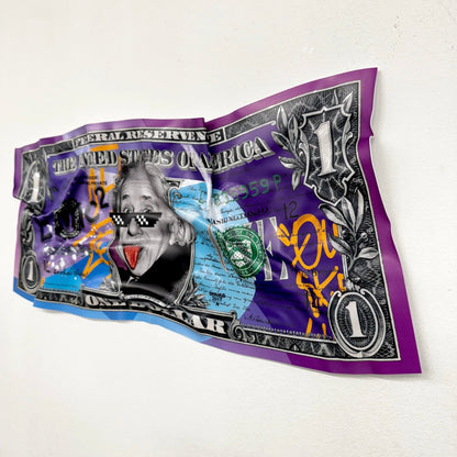 Tableau froissé - Billet de 1 Dollars Einstein - Luxartis