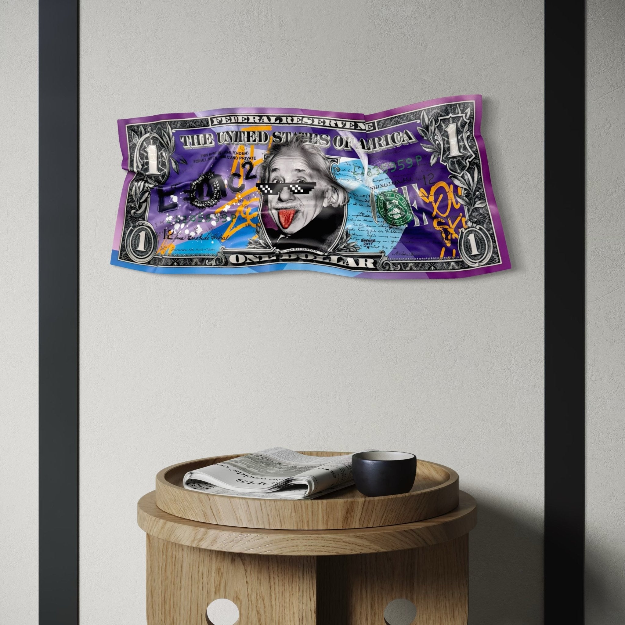 Tableau froissé - Billet de 1 Dollars Einstein - Luxartis
