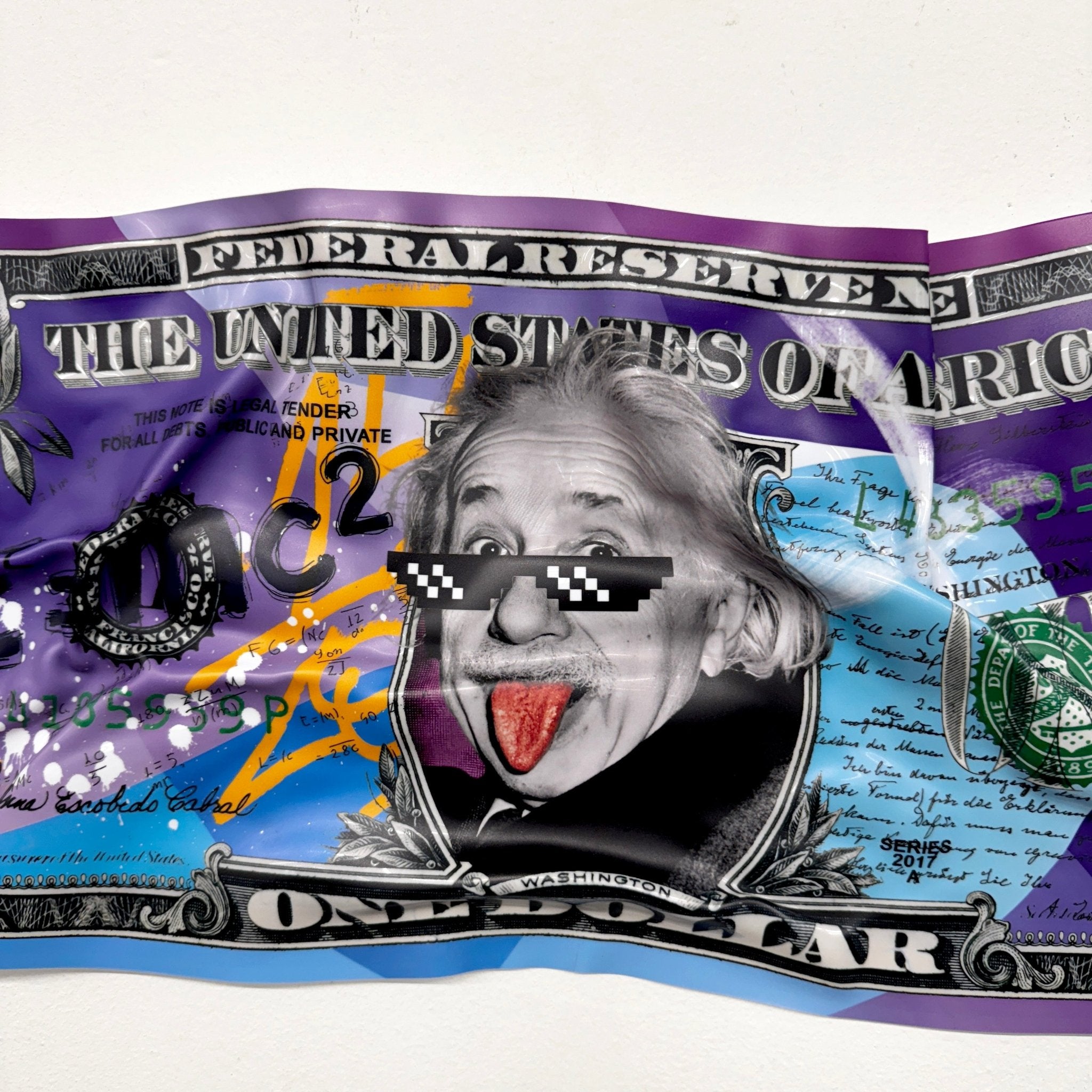 Tableau froissé - Billet de 1 Dollars Einstein - Luxartis