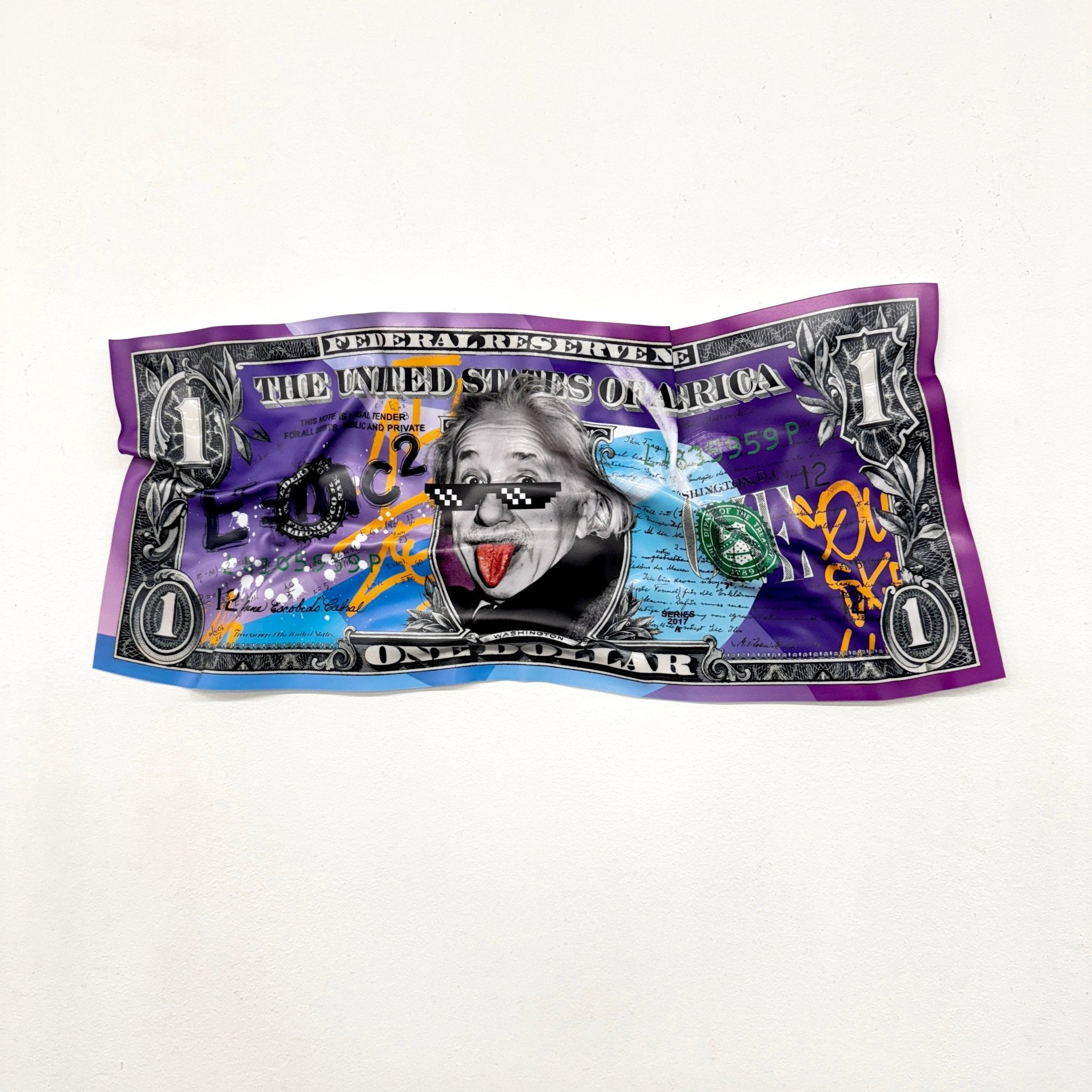 Tableau froissé - Billet de 1 Dollars Einstein - Luxartis